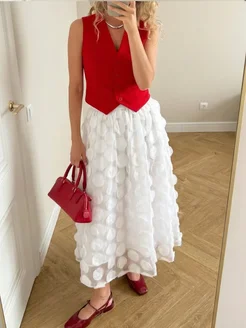 Юбка миди нарядная сетка 3D шарами